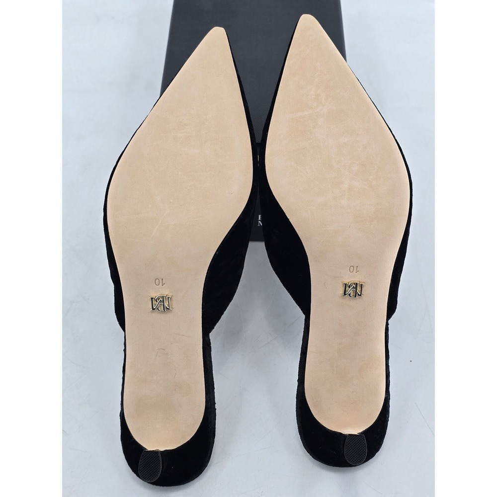 Badgley Mischka Abigayl Mules Womens 10 Black Velvet Crystal Buckle - NEW - Picture 2 of 11